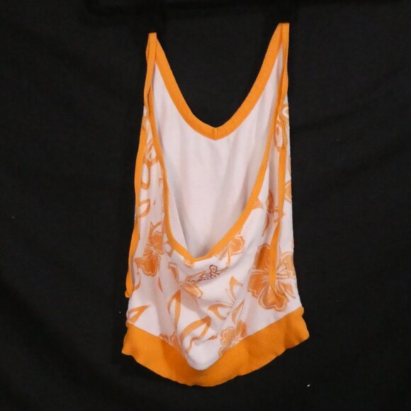 O'NEILL | medium | Terry Cloth White Lace-Up Top | Orange Flowers, String & Trim - Picture 2 of 15